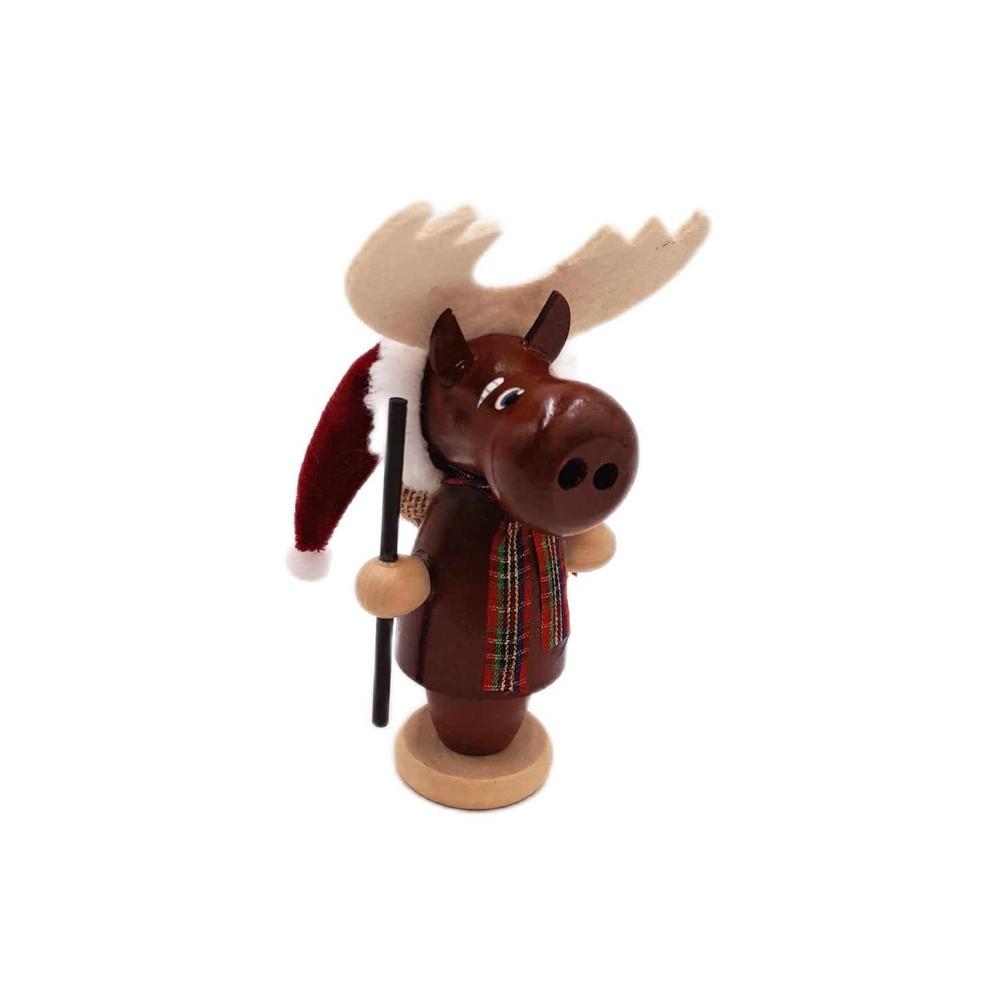 Dekohelden24 Holz Räucherfigur Weihnachtsdeko Lustiger Elch mit Jutesack