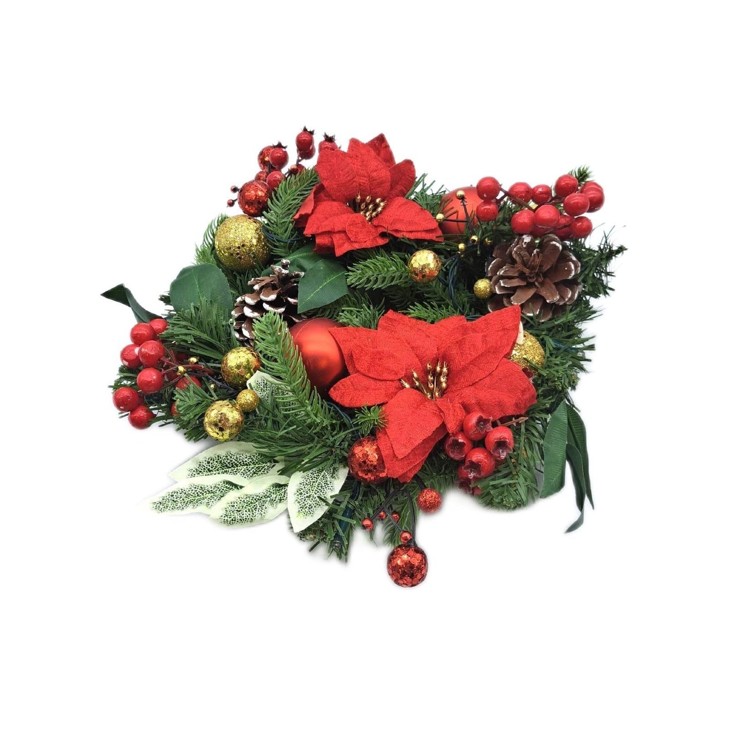 Dekorierter Weihnachtskranz Adventsschmuck Türdekoration Poinsettia Beeren Zap
