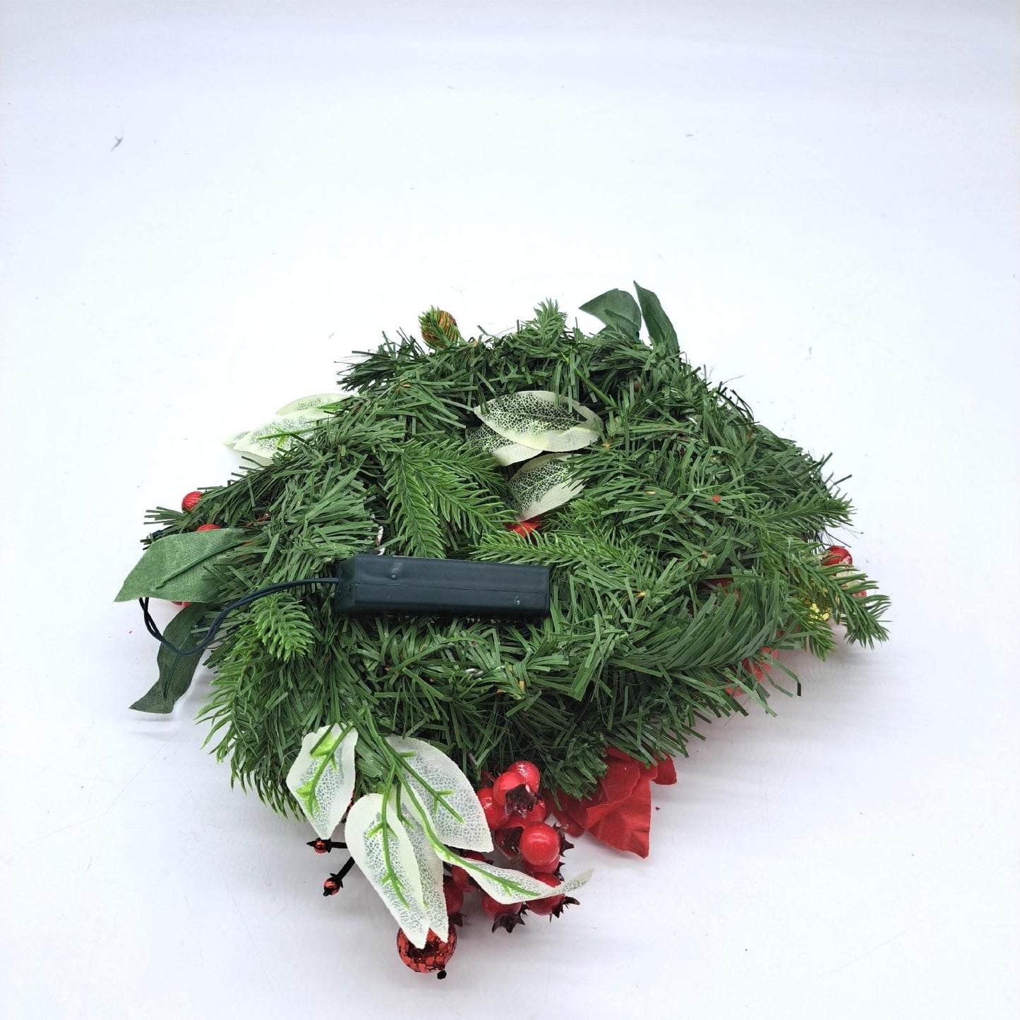 Dekorierter Weihnachtskranz Adventsschmuck Türdekoration Poinsettia Beeren Zap