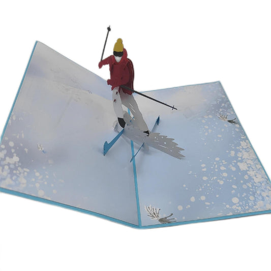 Sweetpopup® Pop Up Karte Ski - 3D Geburtstagskarte für Skifahrer