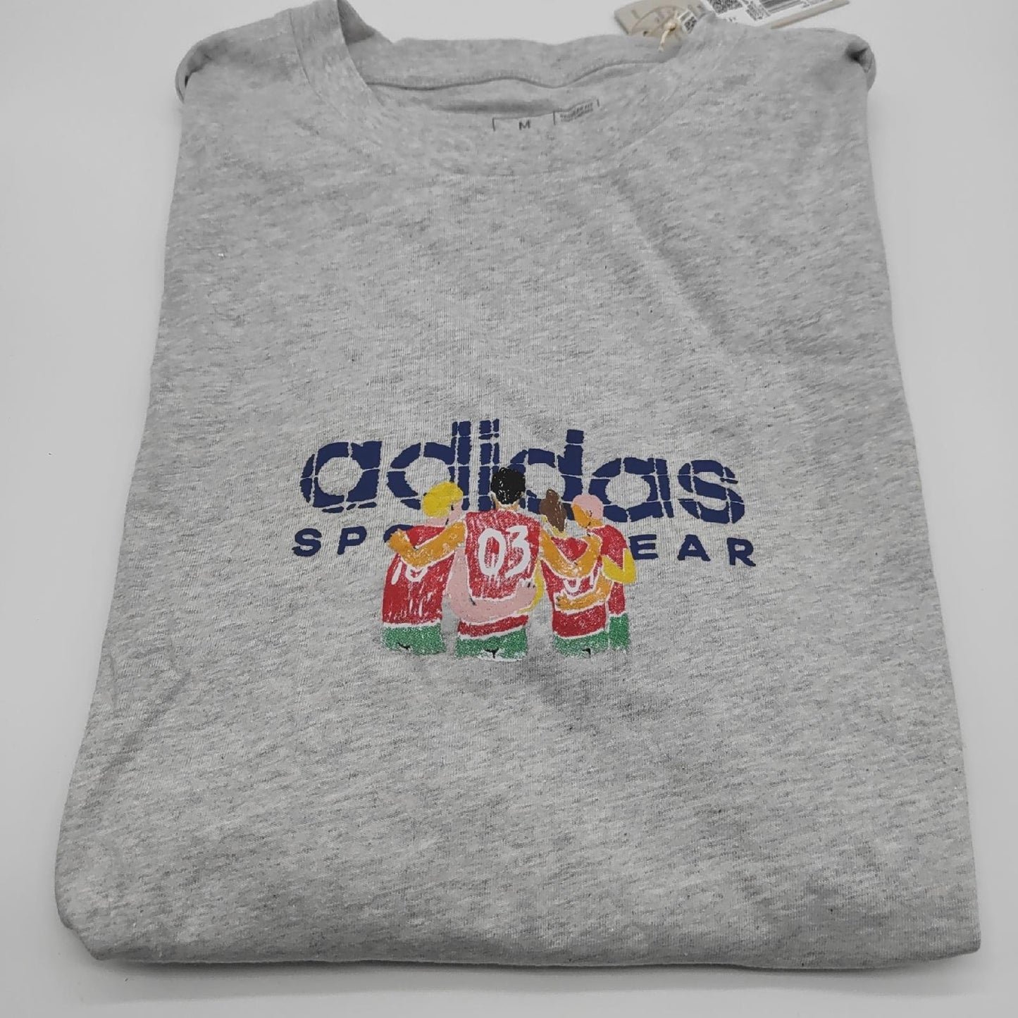 Adidas T Shirt Bekleidung Codes LINEAR Graphic Tee Hellgrau M Fitness Sportlichkeit