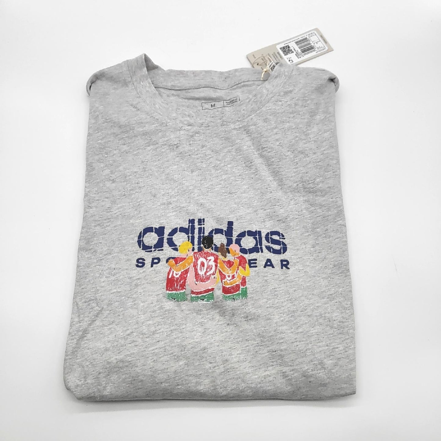 Adidas T Shirt Bekleidung Codes LINEAR Graphic Tee Hellgrau M Fitness Sportlichkeit