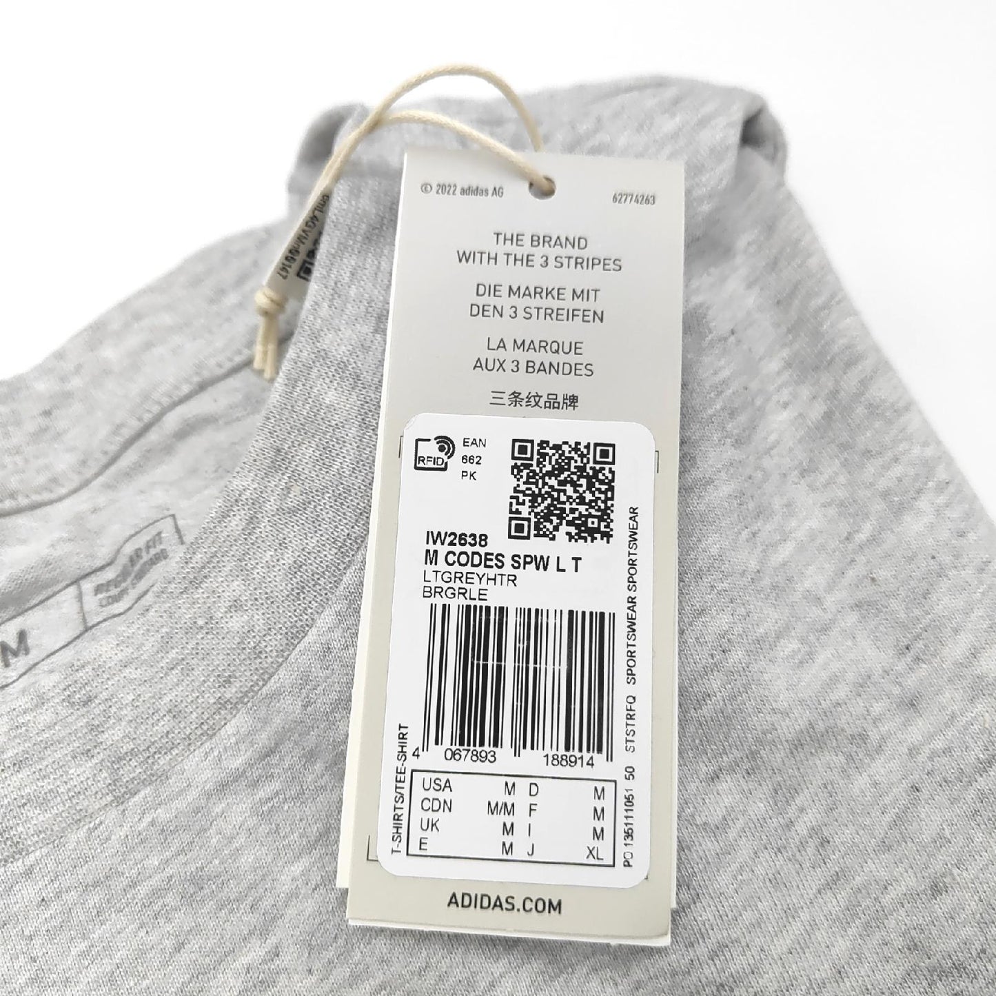 Adidas T Shirt Bekleidung Codes LINEAR Graphic Tee Hellgrau M Fitness Sportlichkeit