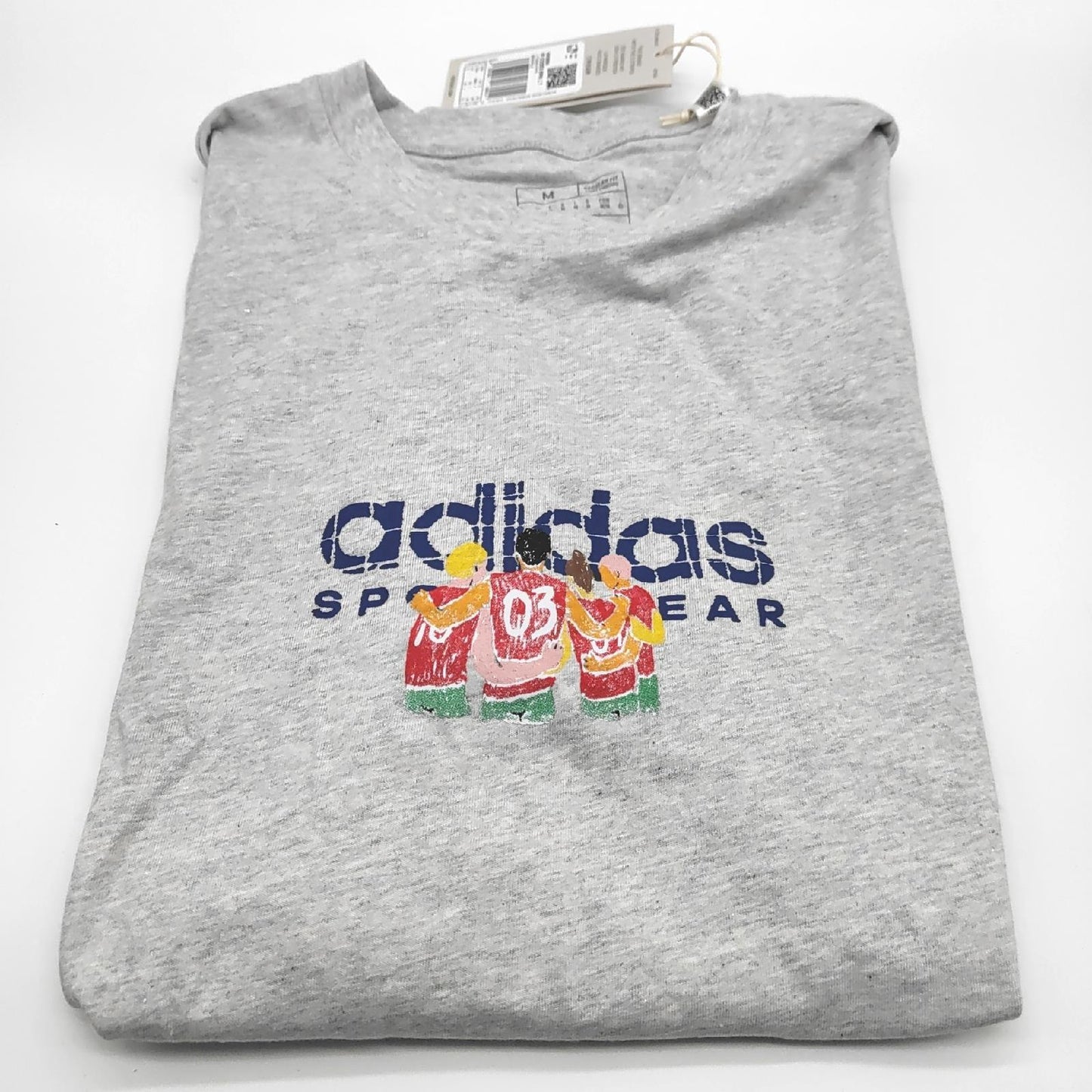 Adidas T Shirt Bekleidung Codes LINEAR Graphic Tee Hellgrau M Fitness Sportlichkeit