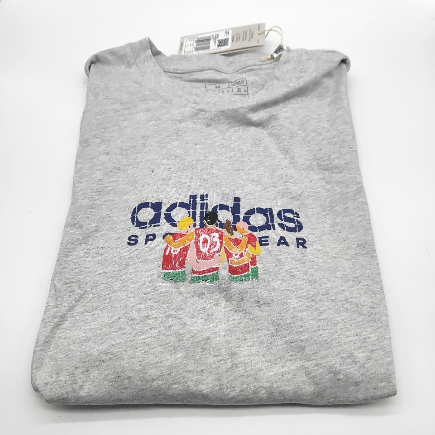 Adidas T Shirt Bekleidung Codes LINEAR Graphic Tee Hellgrau M Fitness Sportlichkeit