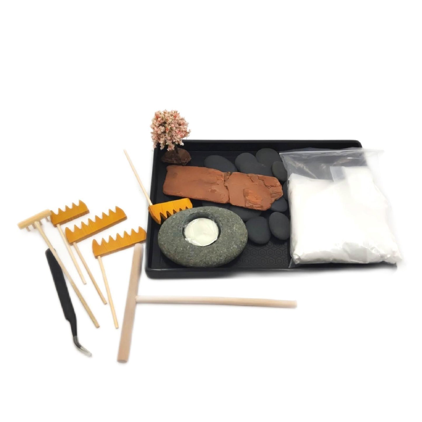 ICNBUYS ZenGarten Pebble Kerzenhalter Set Dekoration Feng Shui Kreativität