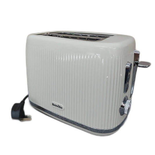 Breville Mutiger 2 Scheiben Toaster Vanille Creme hohe breite Schlitze Creme Chrom Silber VTR003