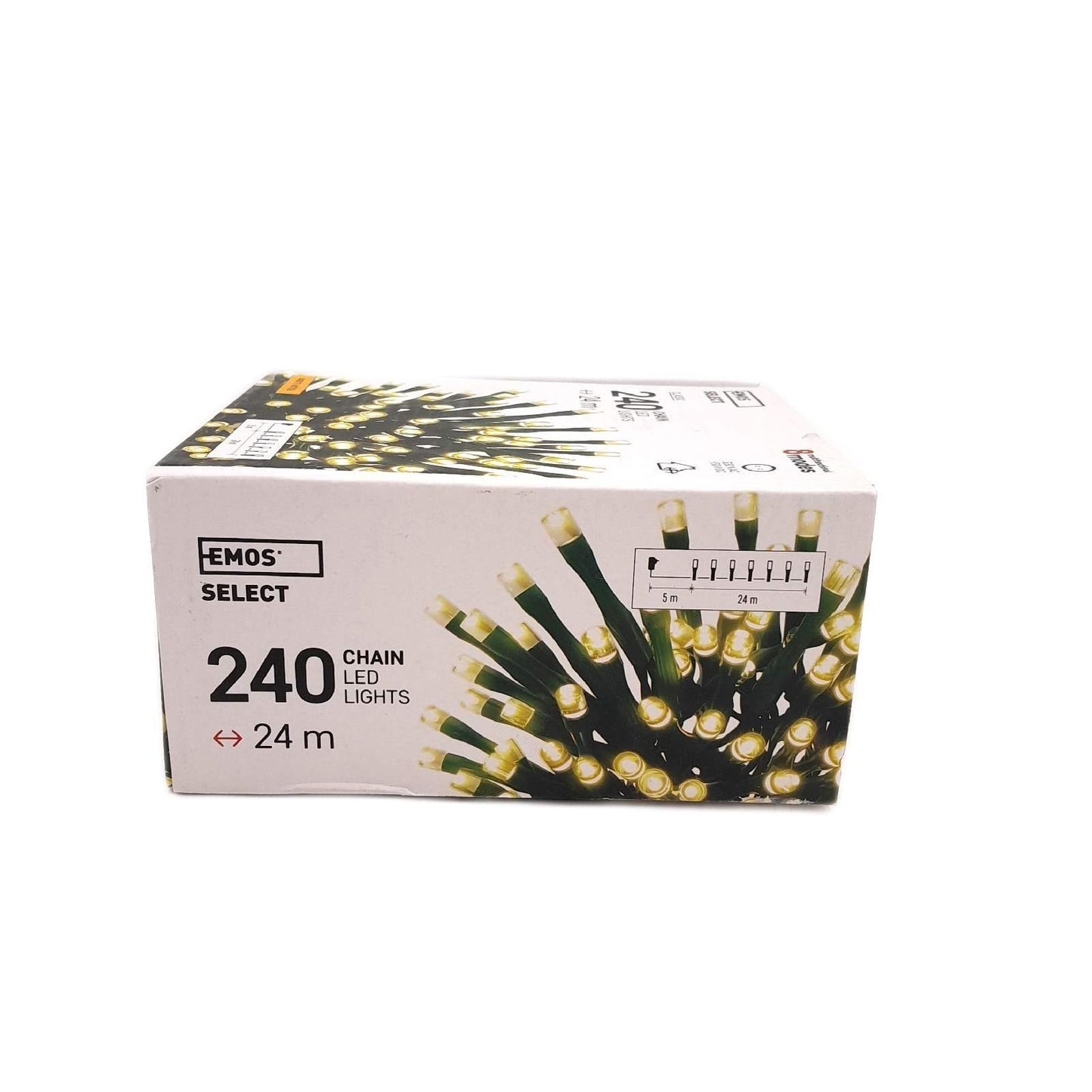 EMOS LED Lichterkette Multifunktion 8 Modi, Länge 24m, 240 LEDs, 230V mit Stecker, Lichterkette Innen und Lichterkette Außen wasserdicht IP44, Farbtemperatur: warmweiß