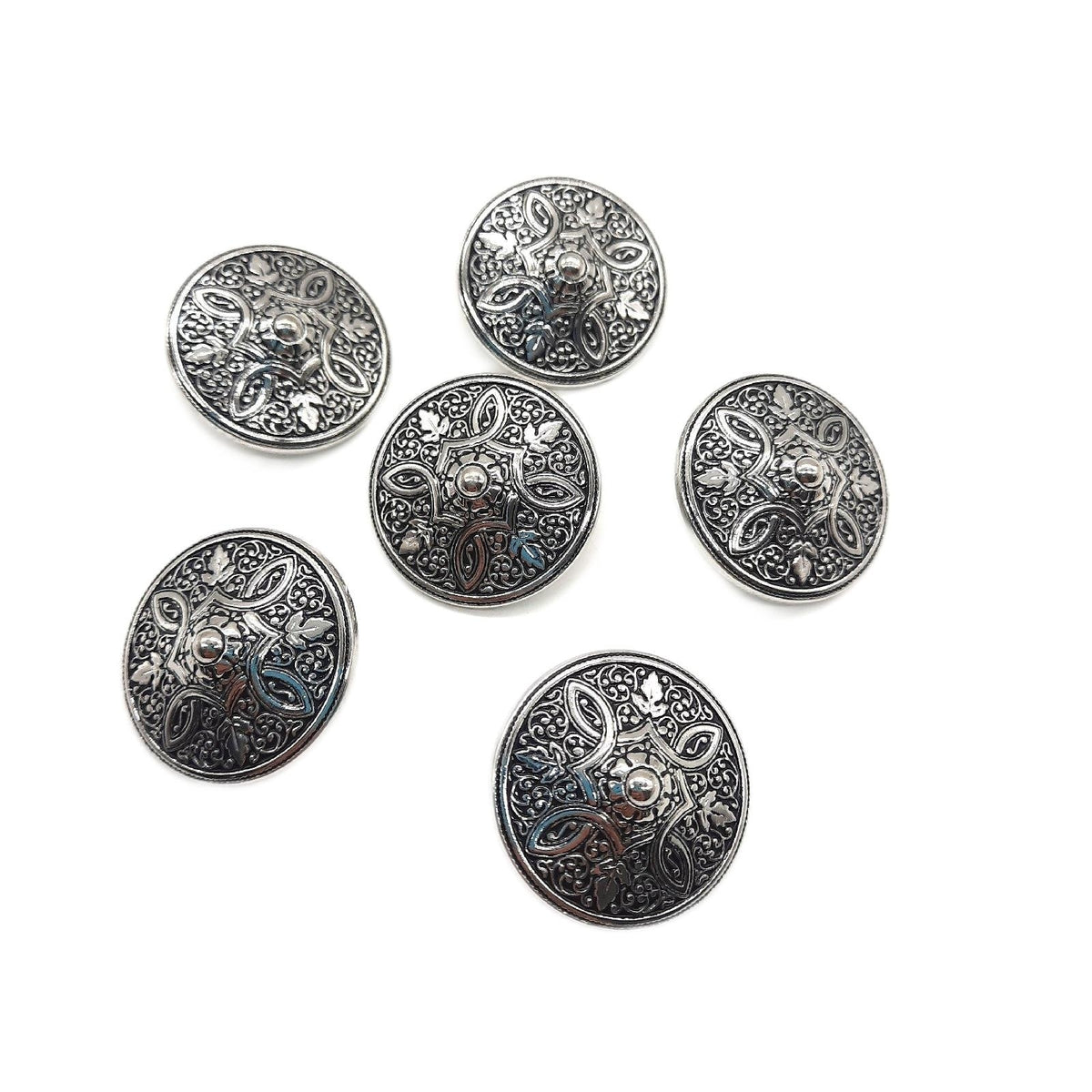 Silber Knöpfe aus Metall geschwärzt  wunderschönes Muster Made in Germany 20mm oder 25mm 6 Stück 25mm