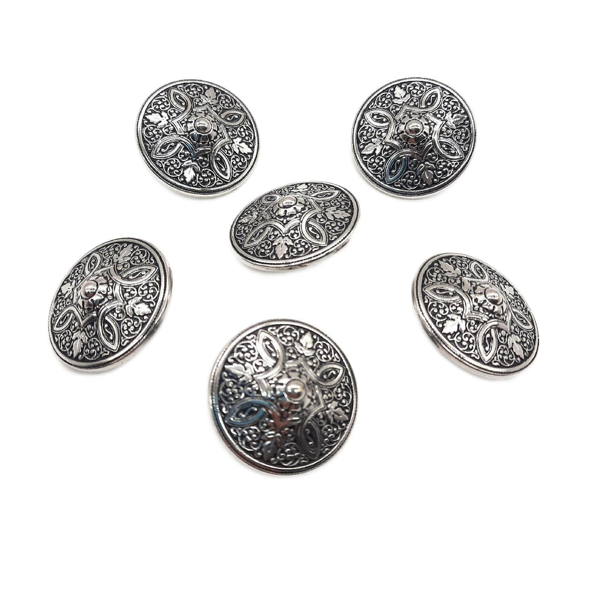 Silber Knöpfe aus Metall geschwärzt  wunderschönes Muster Made in Germany 20mm oder 25mm 6 Stück 25mm
