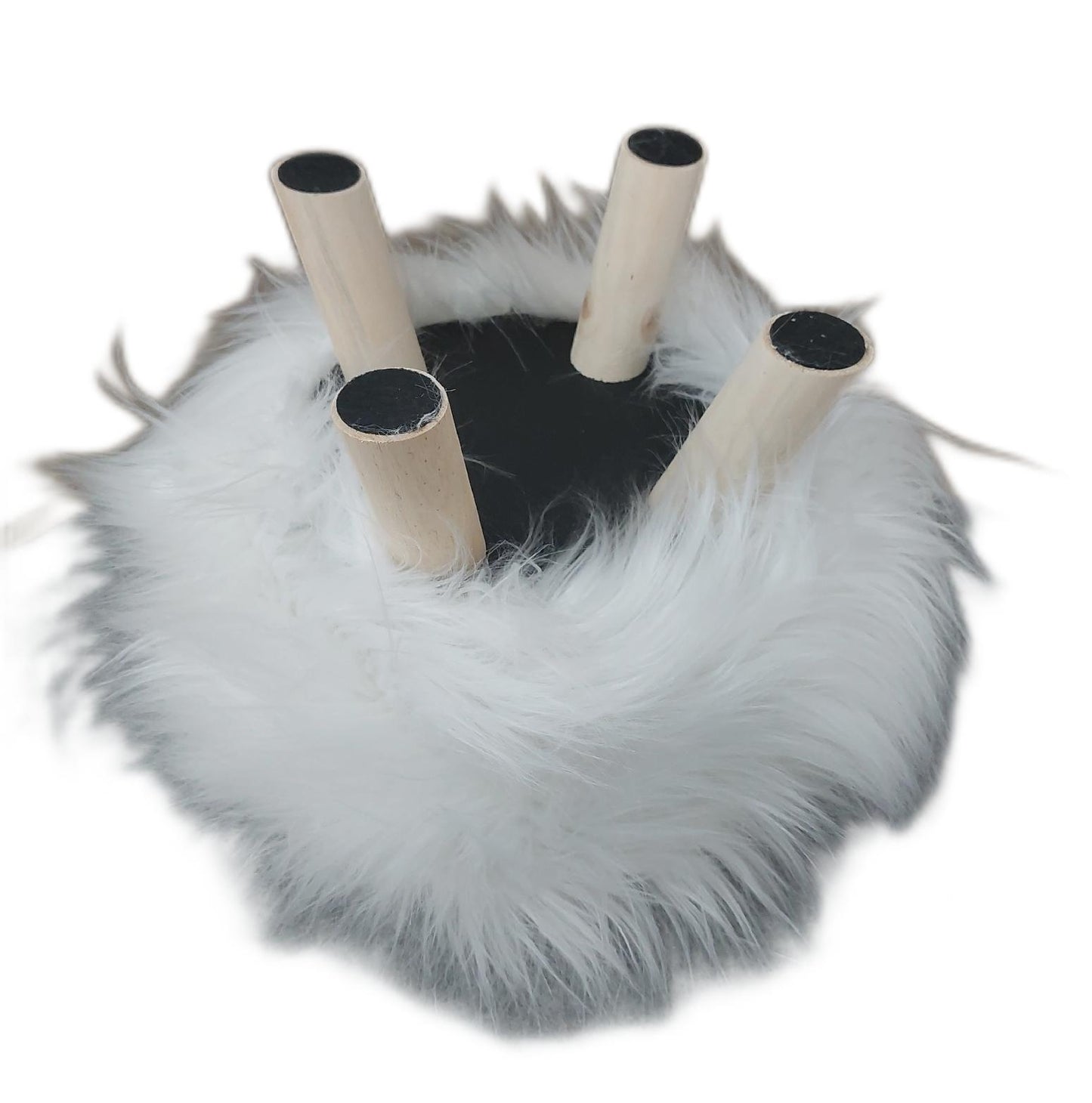 Relaxdays Hocker Sitzmöbel Fußhocker Fell Design gepolstert Holzbeine flauschig