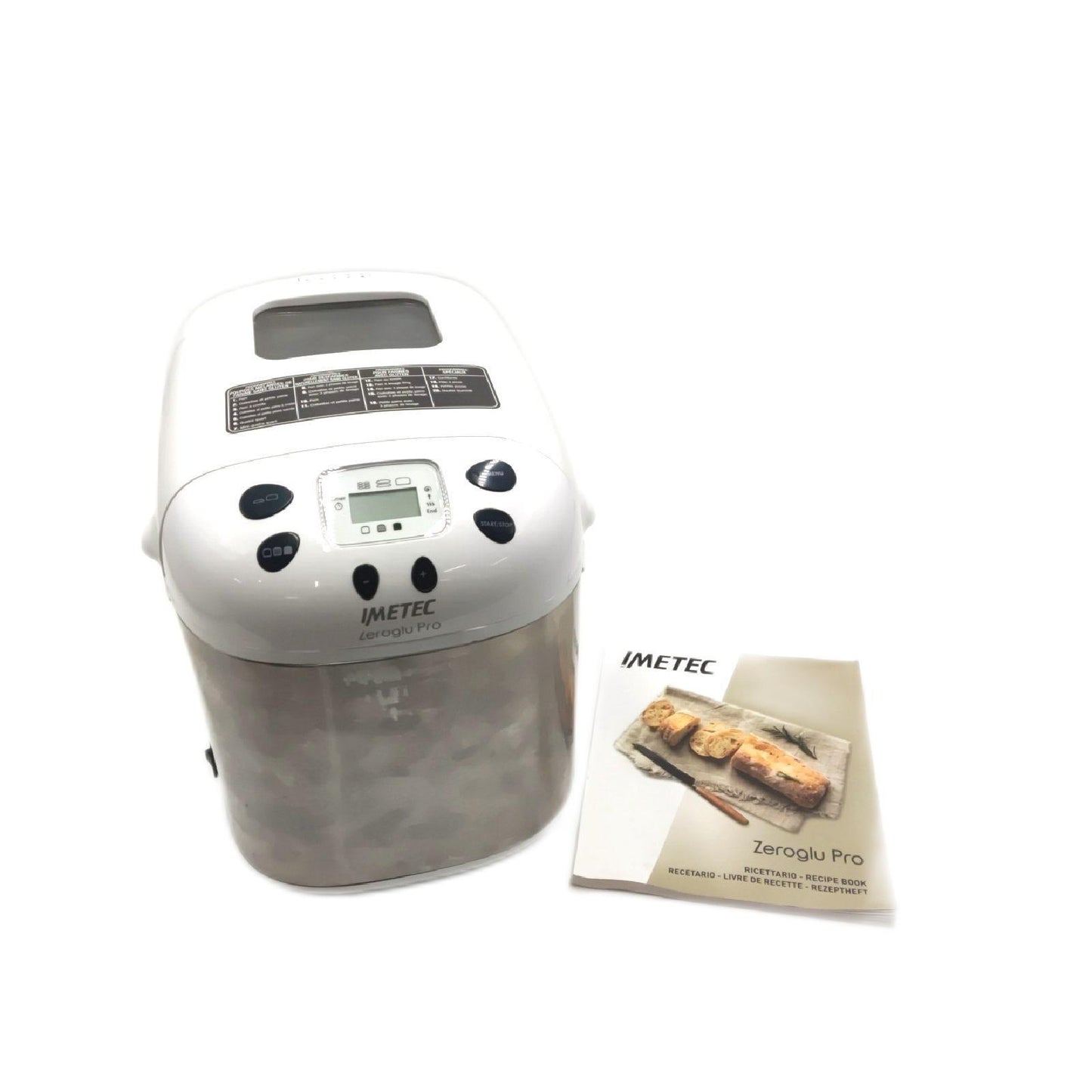 Imetec 7916 Zero-Glu Pro, Gerät für glutenfreies Brot, Ciabattas und Brötchen für Zöliakiekranke, Pizza, Kuchen, Marmeladen, 20 Programme, 2 Rührschaufeln, kontrollierte Aufgehtemperatur Rezeptheft