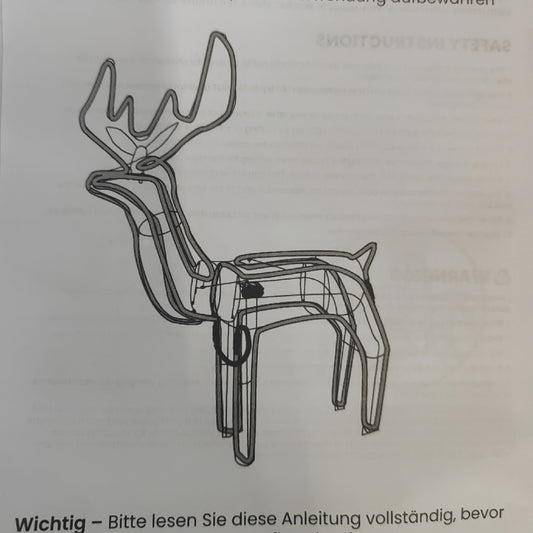 LEDYA Weihnachtsdekoration Leuchtendes Rentier 216 LEDs Animierte Kopfbewegung festlich