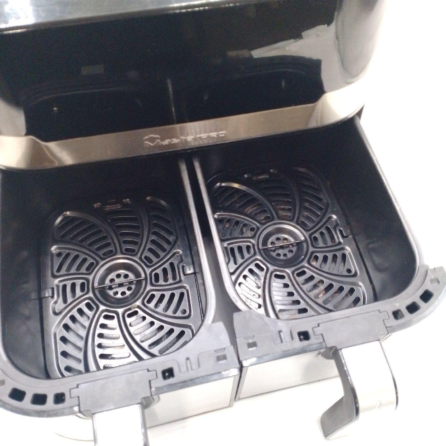MasterPRO Rocket Duo 900 | Doppelte Heißluftfritteuse | Schwarz | 9L Fassungsvermögen und 2100W Leistung | LED-Touchscreen und antihaftbeschichteter Korb | Fritteuse | 11 Funktionen in 1