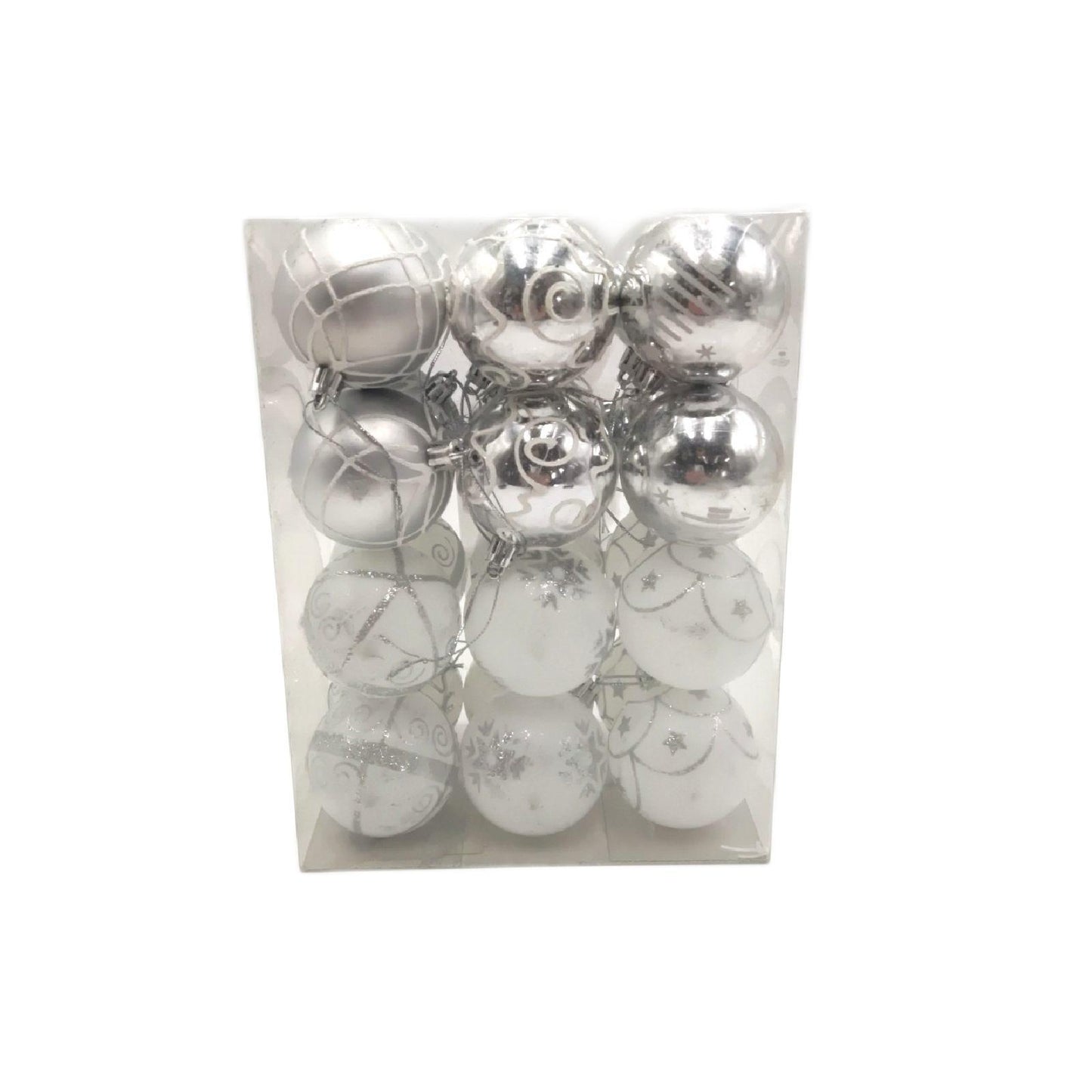 LIHAO 24 Stück Weihnachtskugeln Kunststoff Silber Baumkugeln 6 cm Dekorationfestlich§
