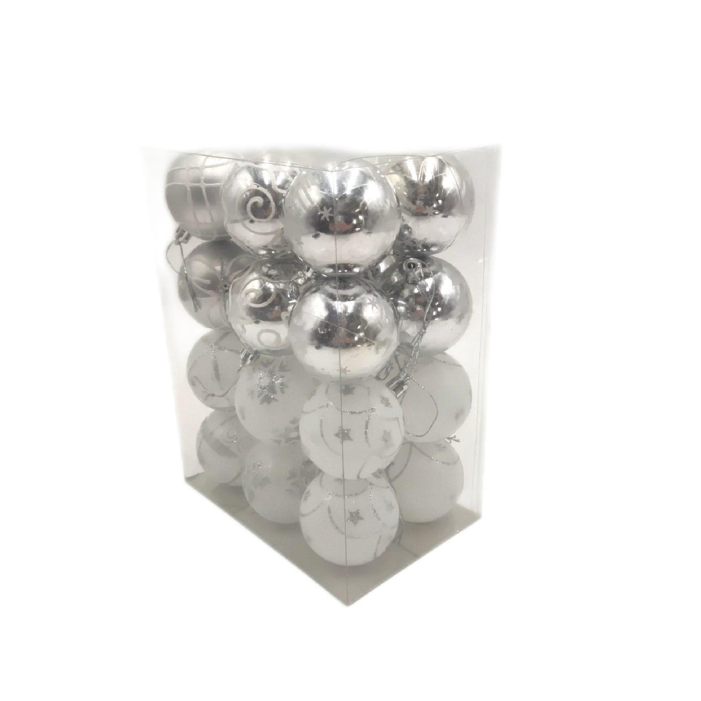 LIHAO 24 Stück Weihnachtskugeln Kunststoff Silber Baumkugeln 6 cm Dekorationfestlich§