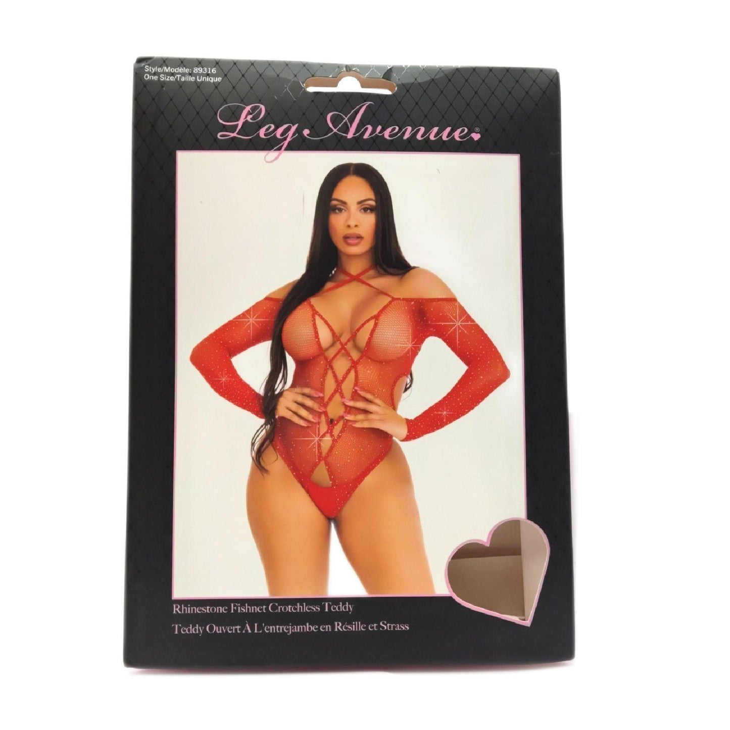 Leg Avenue Damen Unterwäsche Reizwäsche Fishnet Teddy mit Spitze und Schnürung verführerisch