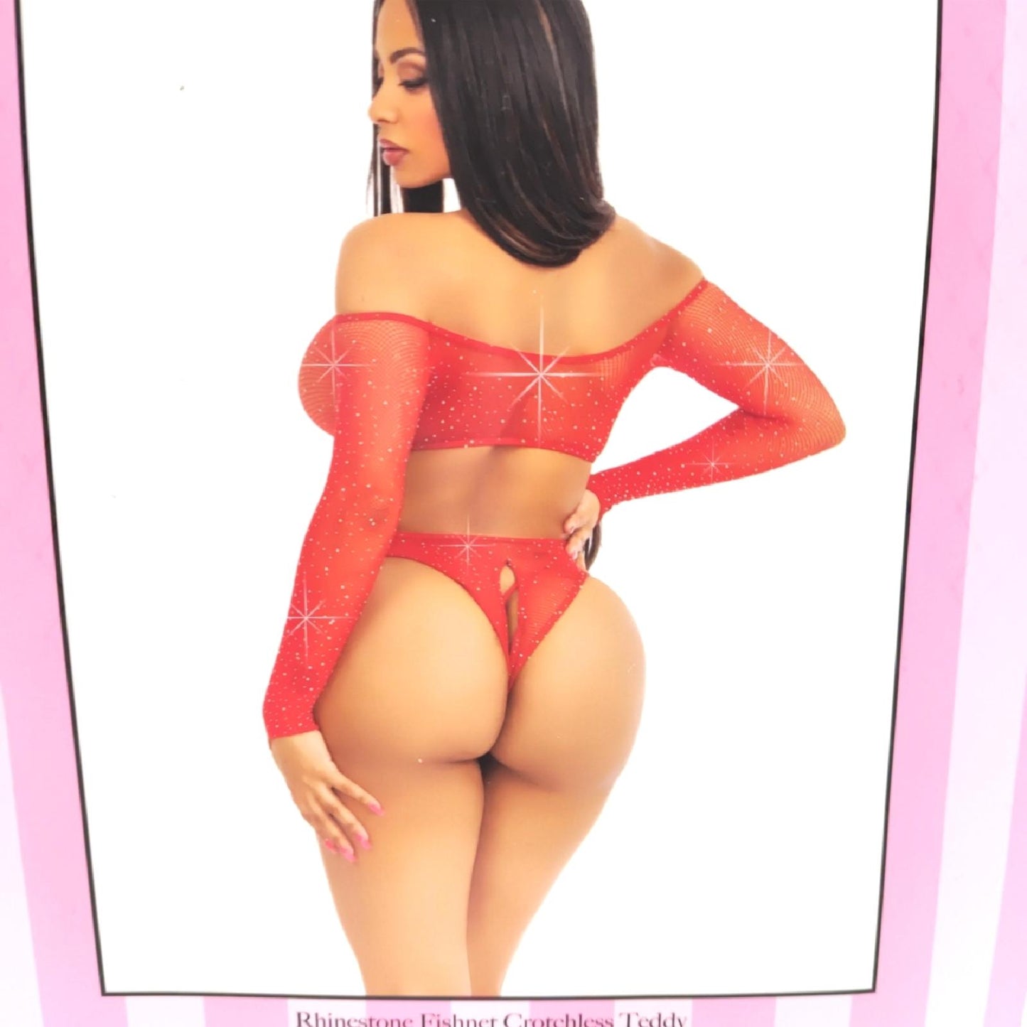 Leg Avenue Damen Unterwäsche Reizwäsche Fishnet Teddy mit Spitze und Schnürung verführerisch