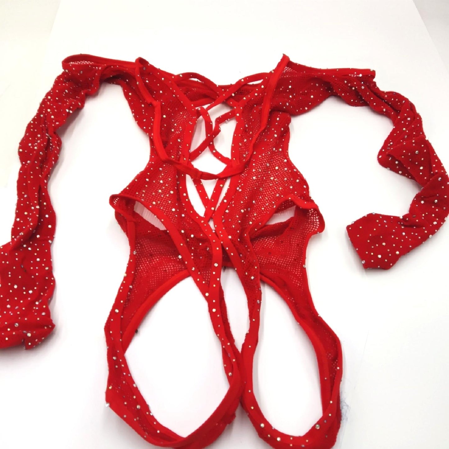Leg Avenue Damen Unterwäsche Reizwäsche Fishnet Teddy mit Spitze und Schnürung verführerisch