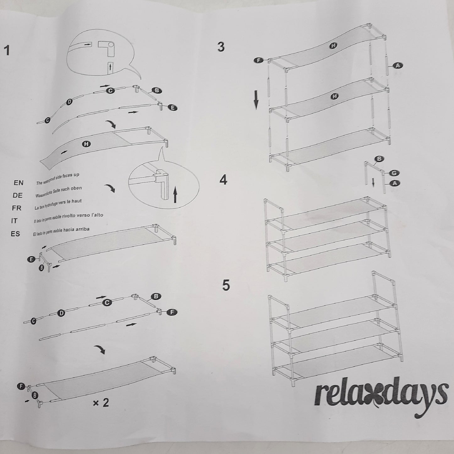 Relaxdays Schuhregal Ablage Schuhmöbel 3 Ebenen Stauraum HBT 58x100x28 cm Metall Stoff