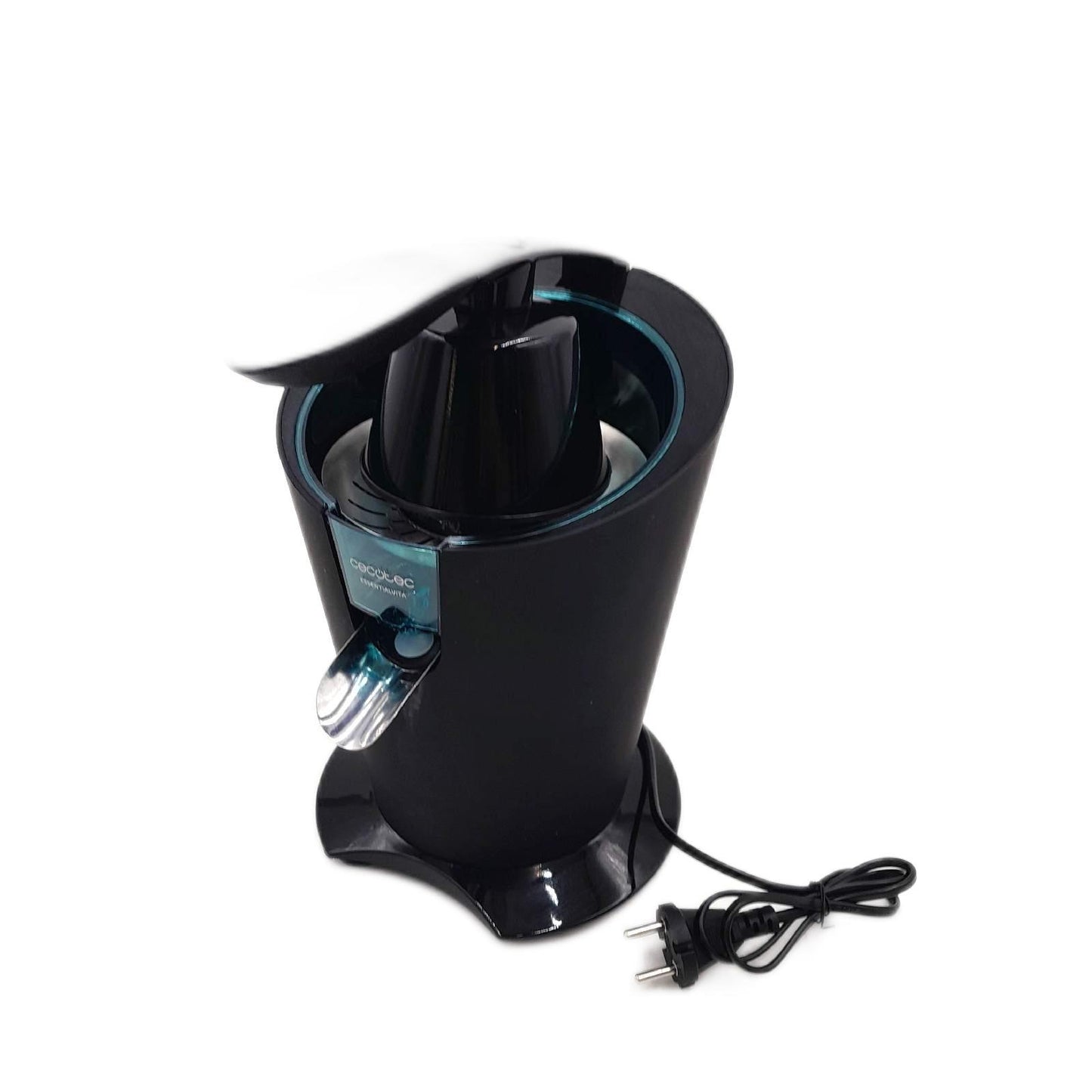 Cecotec Elektrischer Zitruspressen EssentialVita PowerFresh 1000 Black, Leistung 1000 W, Edelstahlfilter, 6 Titanblätter, kontinuierliche Extraktion, Tropfschutz, spülmaschinenfeste Teile