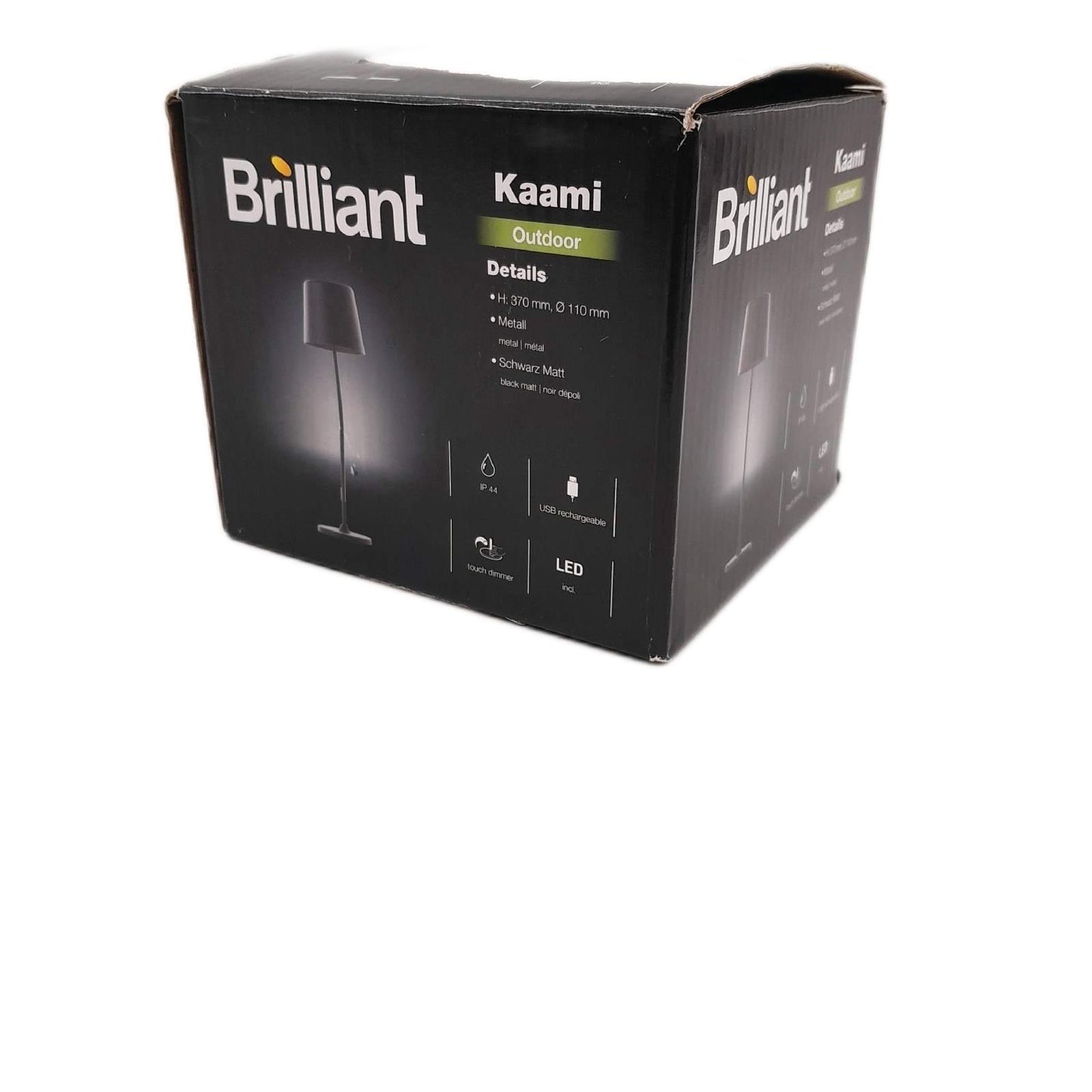 Lightbox Tischlampe Beleuchtung 37 cm 23 cm Höhe matt schwarz kabellos USB Akku