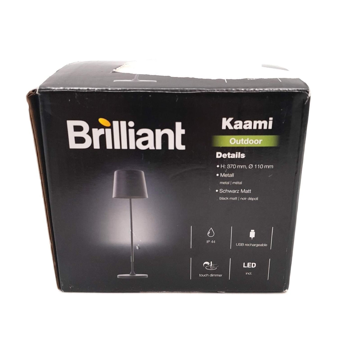 Lightbox Tischlampe Beleuchtung 37 cm 23 cm Höhe matt schwarz kabellos USB Akku