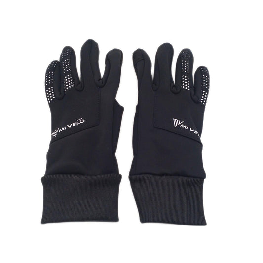 MIVELO Übergangshandschuhe für mittlere bis kühle Temperaturen I Fahrradhandschuhe Herren & Damen - Wasserabweisend & mit Ergo-Pad I Touchscreen fähig I Winddichte Handschuhe (Schwarz, S)