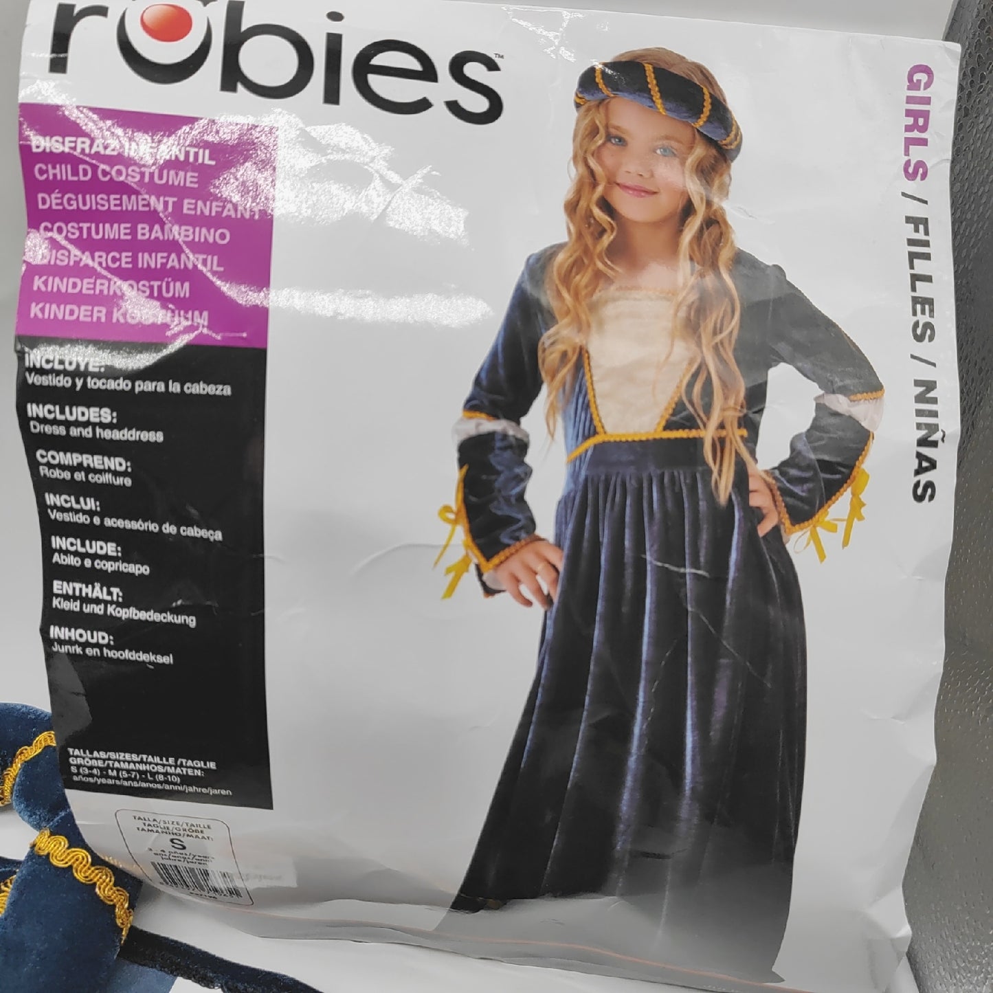 Rubies Kinderkostüm Kleid Mädchen lange mittelalterliche Prinzessin Haarreif Zubehör