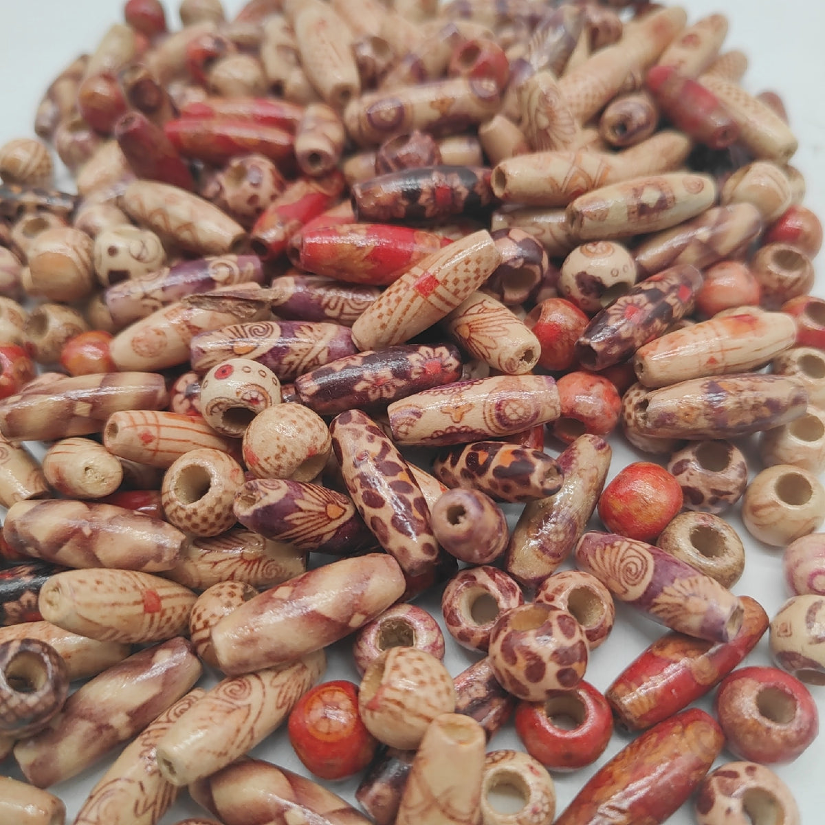 300stk Holzperlen mit großem Loch  BetterJonny Gedrucktes Muster Natürliche Ovale Holzperlen Zum Auffädeln Holzkugel Abstandshalter Spacer Perlen Bastelnperlen 23 * 8mm  9 * 10mm