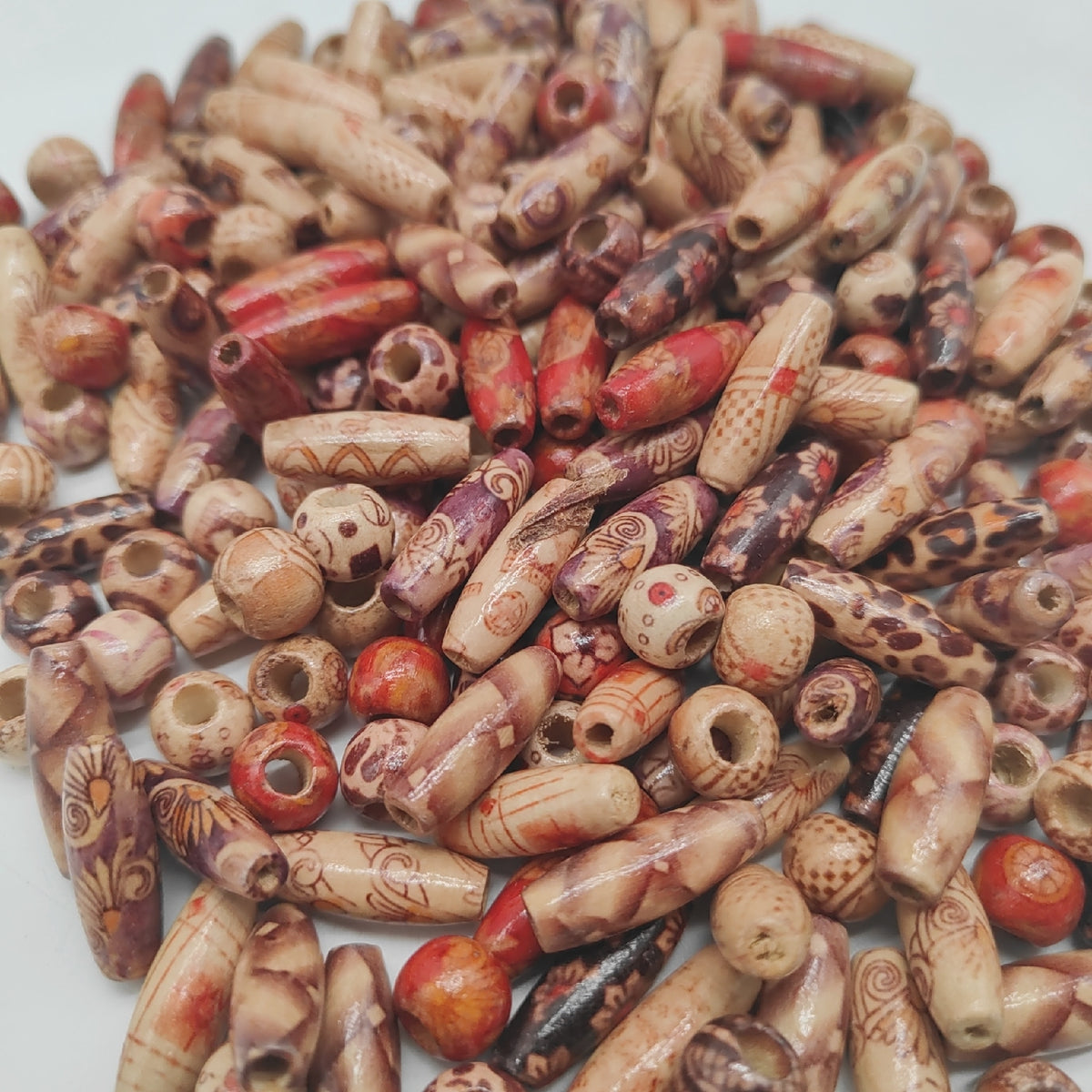 300stk Holzperlen mit großem Loch  BetterJonny Gedrucktes Muster Natürliche Ovale Holzperlen Zum Auffädeln Holzkugel Abstandshalter Spacer Perlen Bastelnperlen 23 * 8mm  9 * 10mm