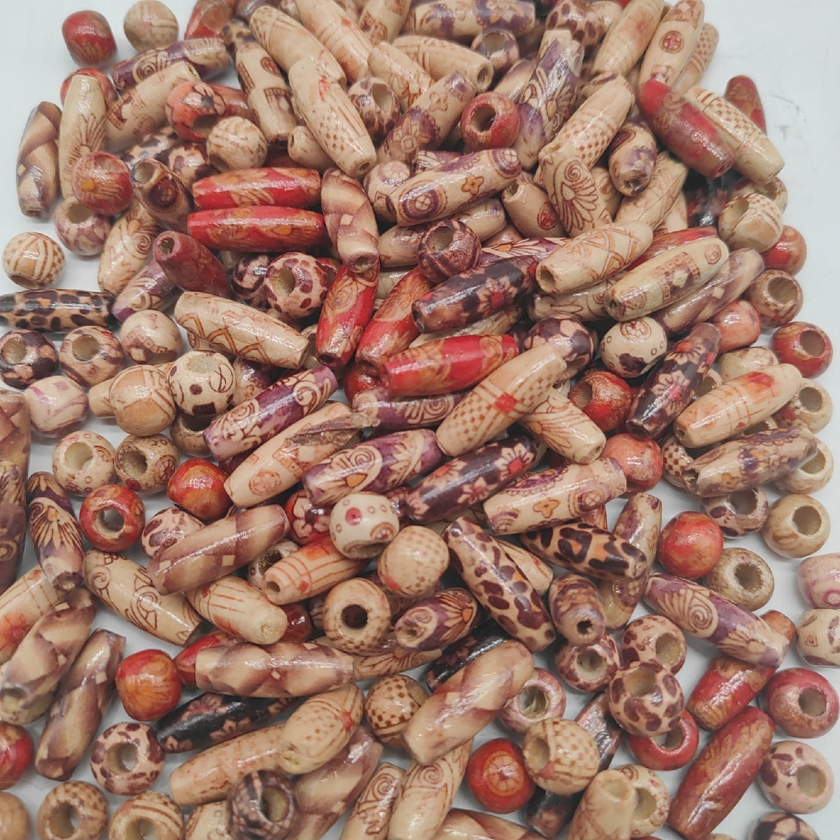 300stk Holzperlen mit großem Loch  BetterJonny Gedrucktes Muster Natürliche Ovale Holzperlen Zum Auffädeln Holzkugel Abstandshalter Spacer Perlen Bastelnperlen 23 * 8mm  9 * 10mm