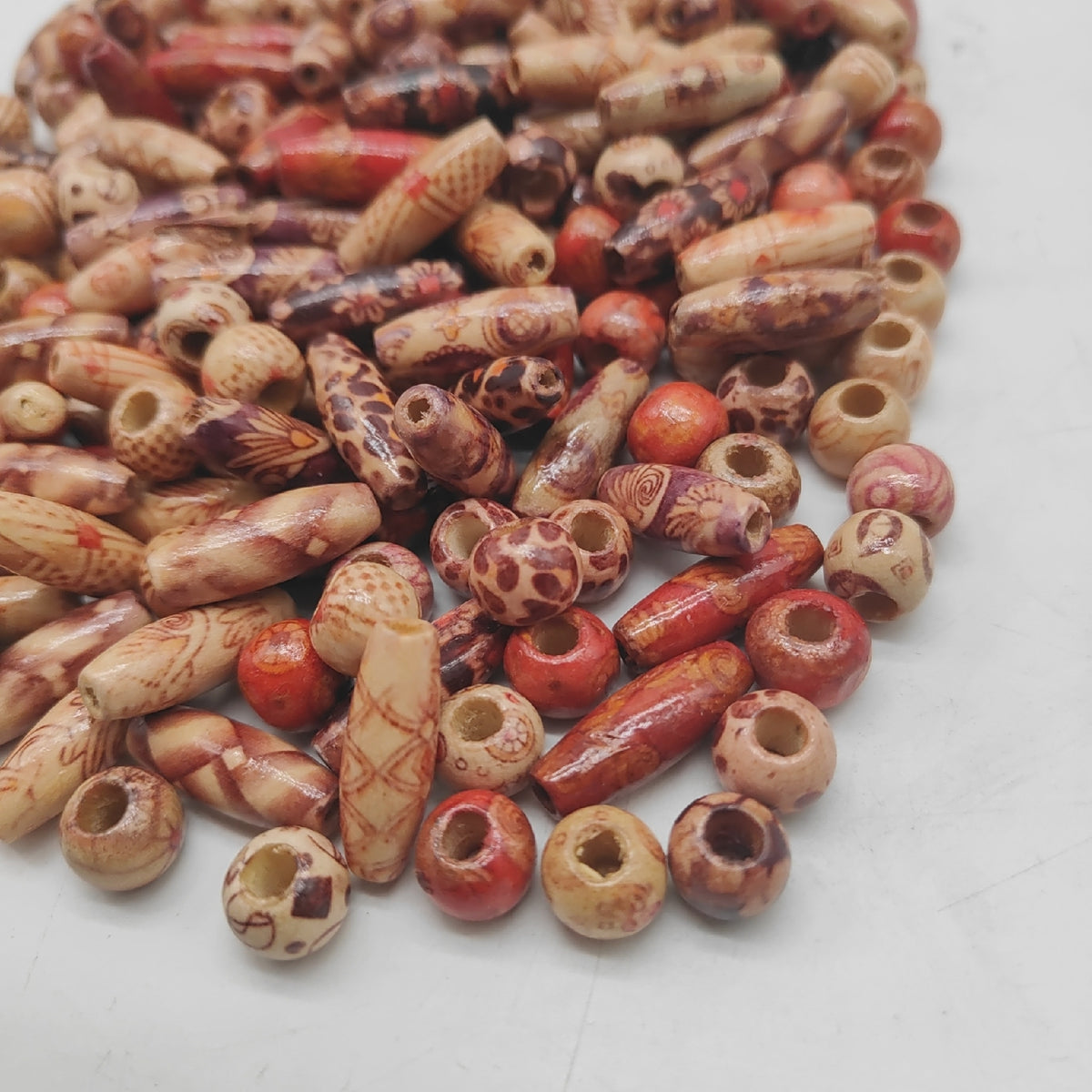 300stk Holzperlen mit großem Loch  BetterJonny Gedrucktes Muster Natürliche Ovale Holzperlen Zum Auffädeln Holzkugel Abstandshalter Spacer Perlen Bastelnperlen 23 * 8mm  9 * 10mm