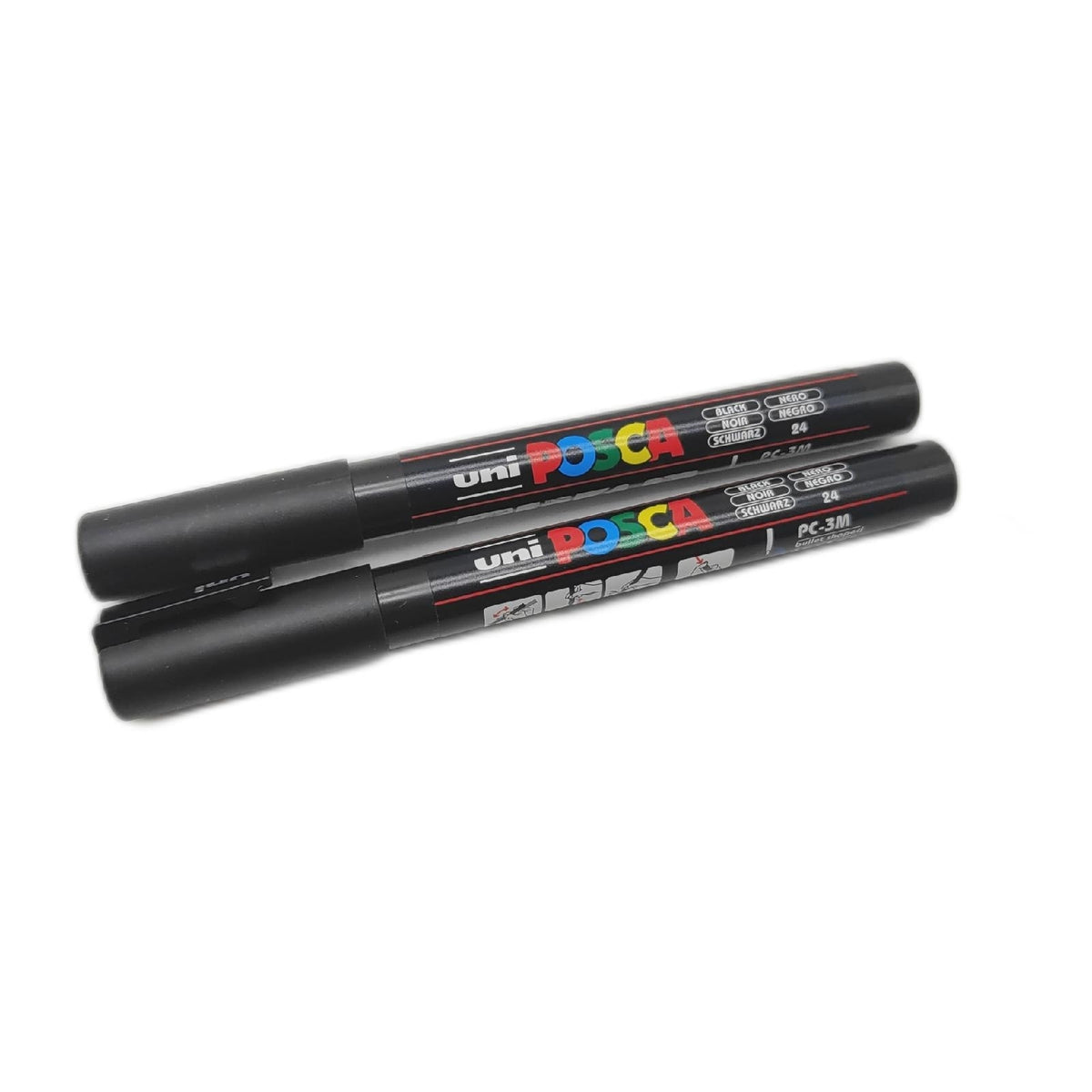 POSCA Mitsubishi Pencil – 3 schwarze PC3M Marker  konische Spitze  feine Spitze  Marker auf Wasserbasis  für Papier  Textilien  Glas  Kieselstein  Holz