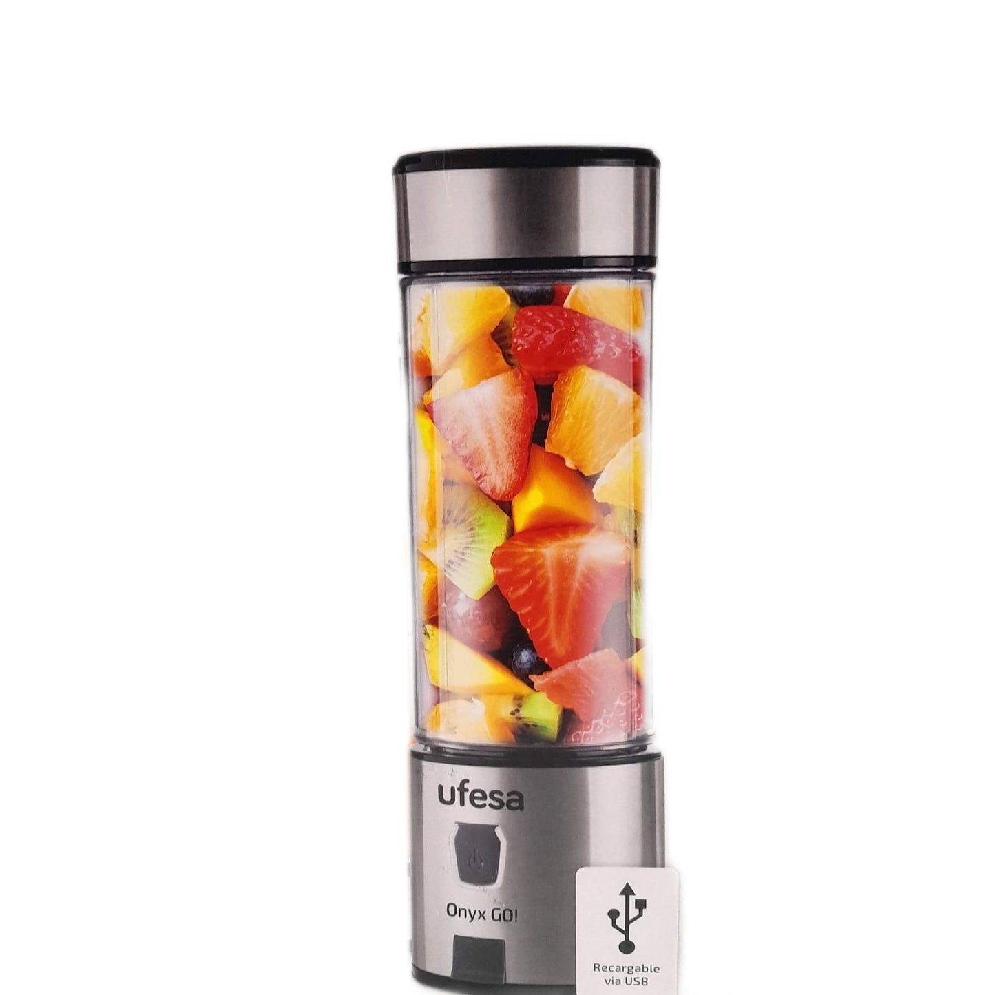 Ufesa Onyx Go! MiniMixer Personal Blender, Tragbarer Mini-Standmixer und Smoothie Maker to go, Sport Deckel, 400 ml, mit Akku und USB Aufladung, Amazon-Exklusiv