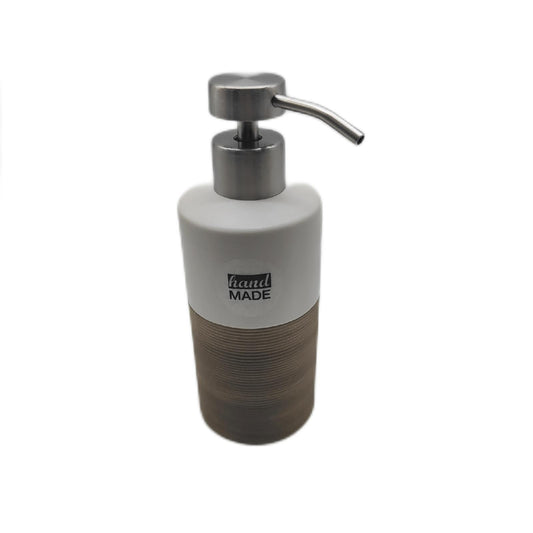 Sealskin Doppio Seifenspender, aus natürlichem Porzellan, freistehend und somit flexibel ohne Bohren zu platzieren, für Badezimmer und Küche, Farbe: Sand, handbemalt
