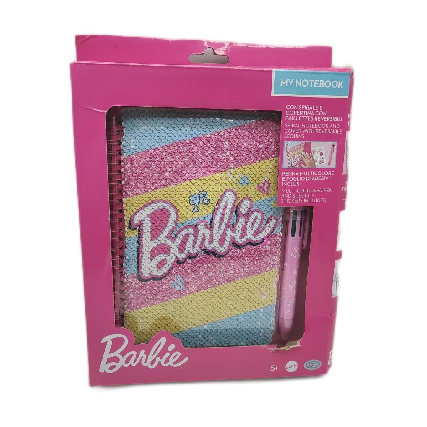 Barbie Notizbuch Schreibwaren ODS My Notebook wendbare Pailletten weiße Seiten
