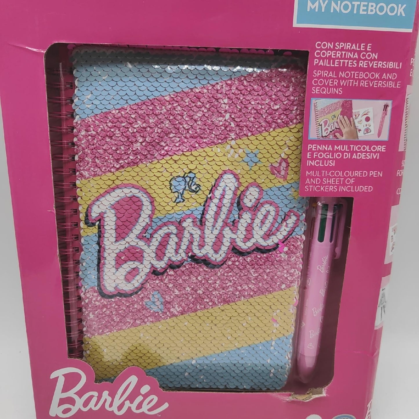 Barbie Notizbuch Schreibwaren ODS My Notebook wendbare Pailletten weiße Seiten