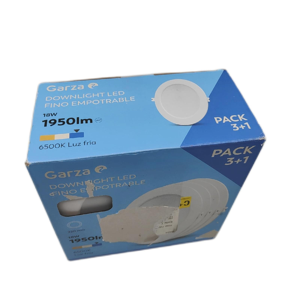 Garza - 3er+1er Pack LED Einbaustrahler kreisförmig extraflach 22cm 18W 6500K Kaltlicht 1950lm 30000h IP20 weiß 80% Energieersparnis