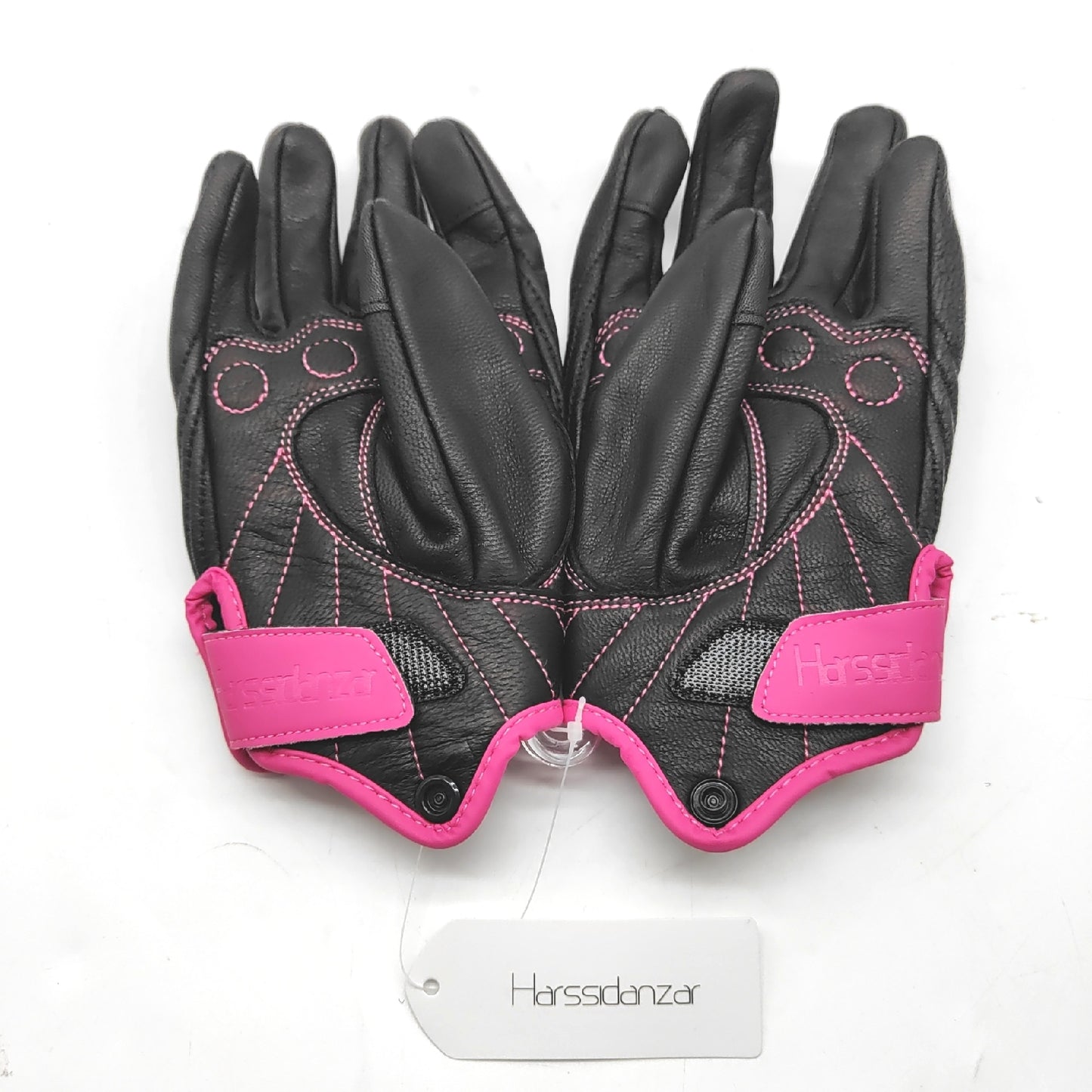 Harssidanzar Handschuhe Lederbekleidung Damen Vollfinger Ziegenleder Touchscreen Motorradhandschuhe Komfort