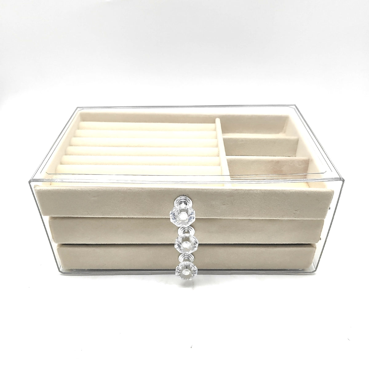 Hsyan Schmuckkasten Acryl 3 Schubladen Transparent Beige