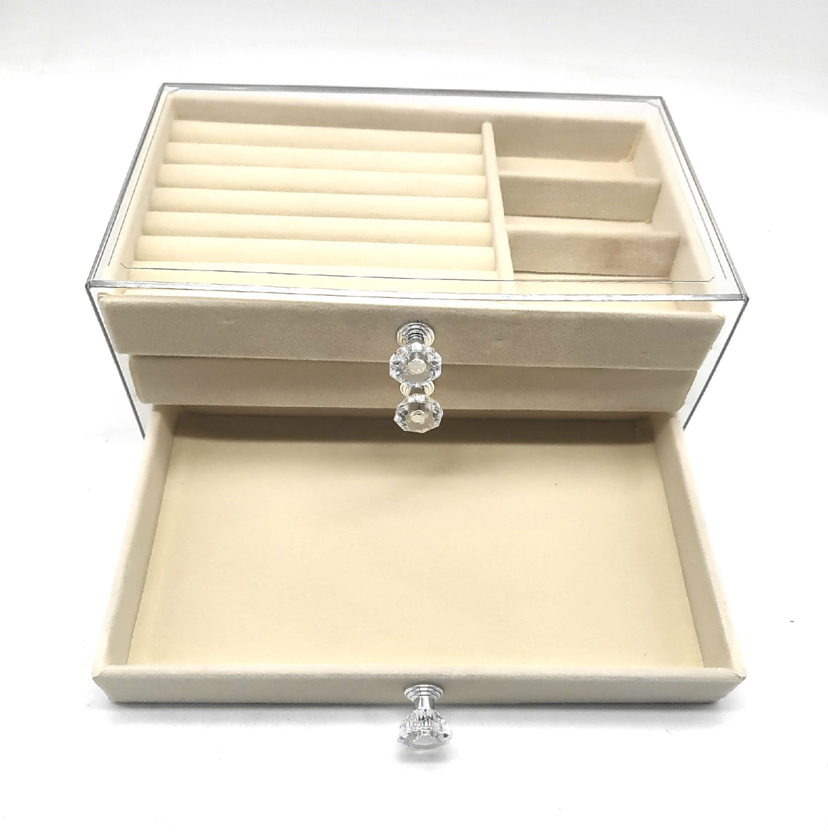 Hsyan Schmuckkasten Acryl 3 Schubladen Transparent Beige