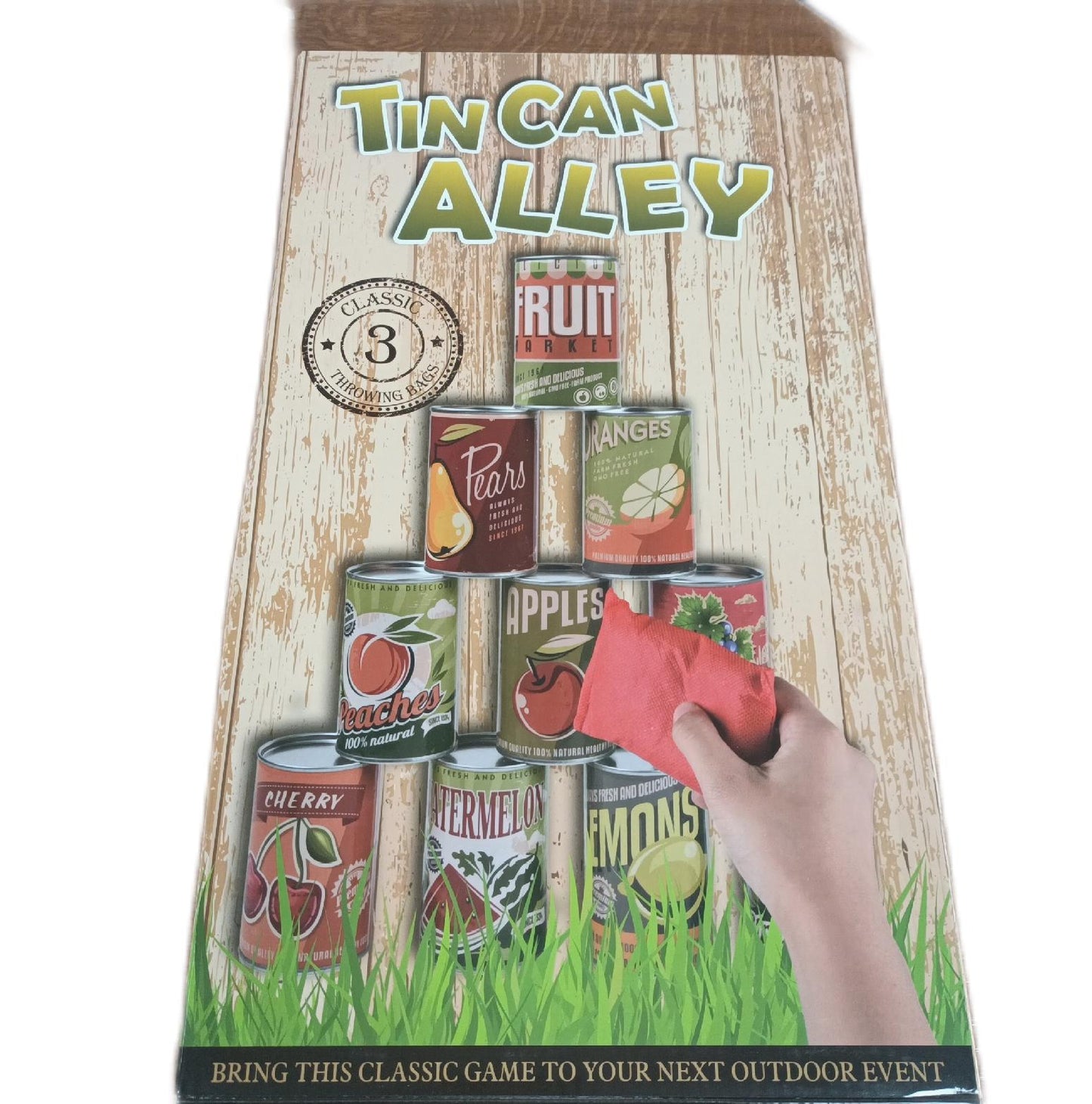 Relaxdays Dosenwerfen Spiel Freizeit Garten 10 Blechdosen 3 Säcke Wurf