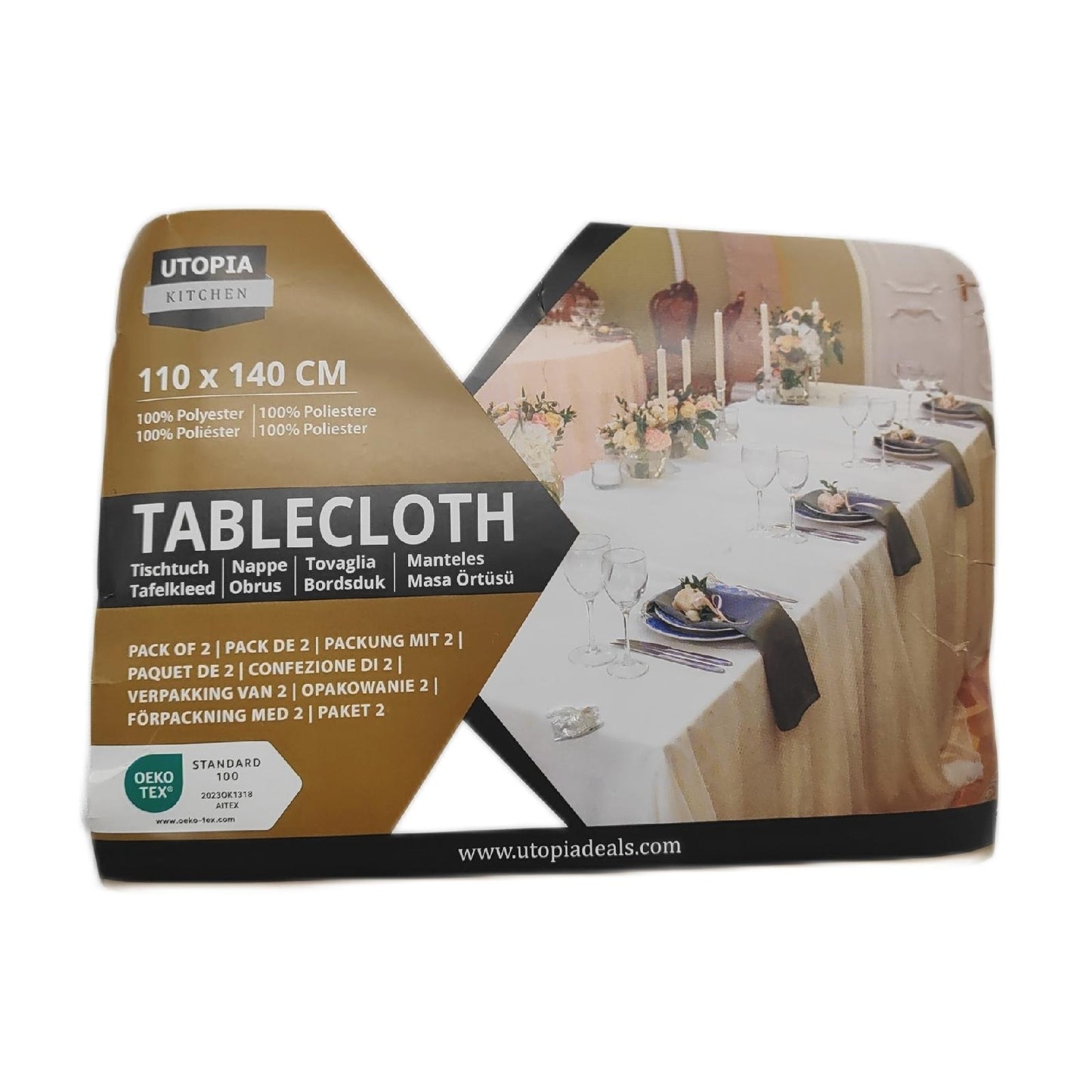 Utopia Kitchen Tischdecke Tischwäsche 110 x 140 cm Weiss Set stilvoll pflegeleicht
