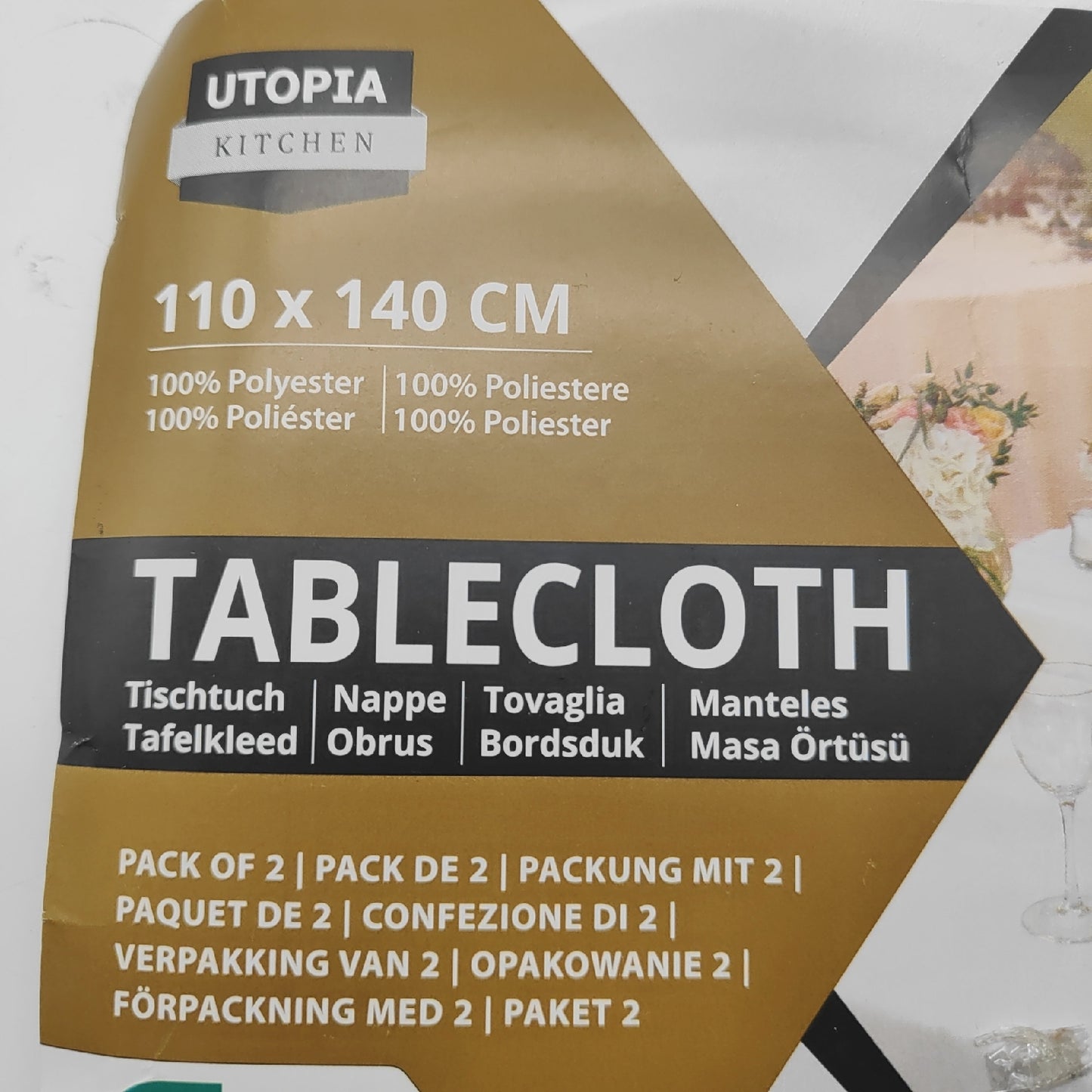 Utopia Kitchen Tischdecke Tischwäsche 110 x 140 cm Weiss Set stilvoll pflegeleicht