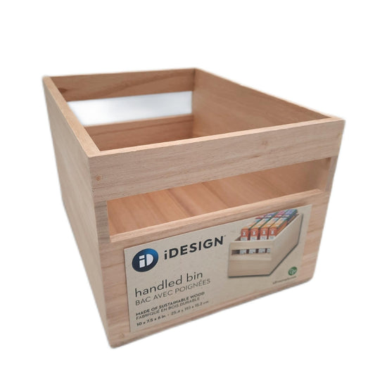 iDesign Aufbewahrungsbox mit Griffen  Küchenschrank Organizer aus Paulownia-Holz für Regal oder Vorratsschrank  vielseitige Kiste zur Aufbewahrung  beige  25.4x19.1x15.7cm