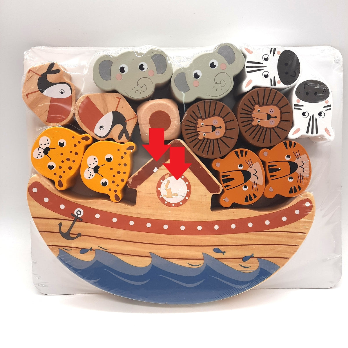 Balansspel Ark Safari 20 x 25 x 12 cm Farbfehler am Schiff