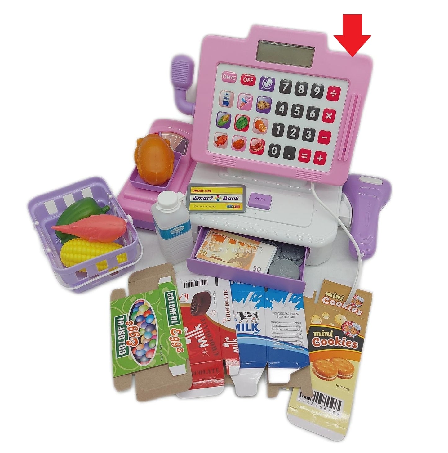 LINFUN KIDS Kinder Kasse Spielzeug Scanner moderne Supermarkt Batteriefach fehlt