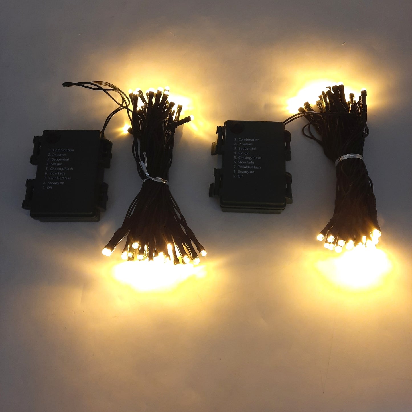 Hopel Lichterkette Außenbeleuchtung 50 LEDs Warmweiß Batterie Timer Garten Dekoration