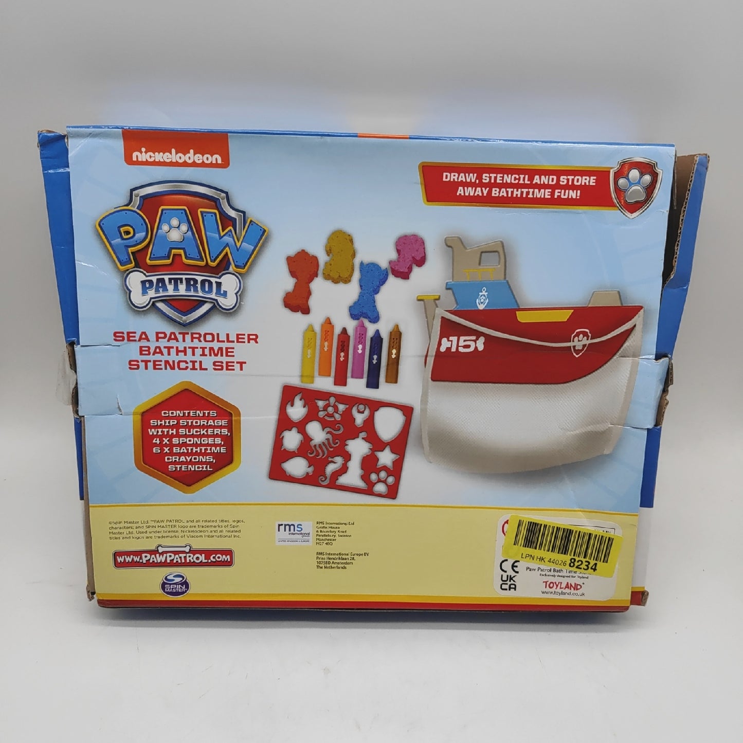Toyland Bademalstift Schablonen Set Badespielzeug Paw Patrol Sea Patroller Spaß Badezeit für Kinder